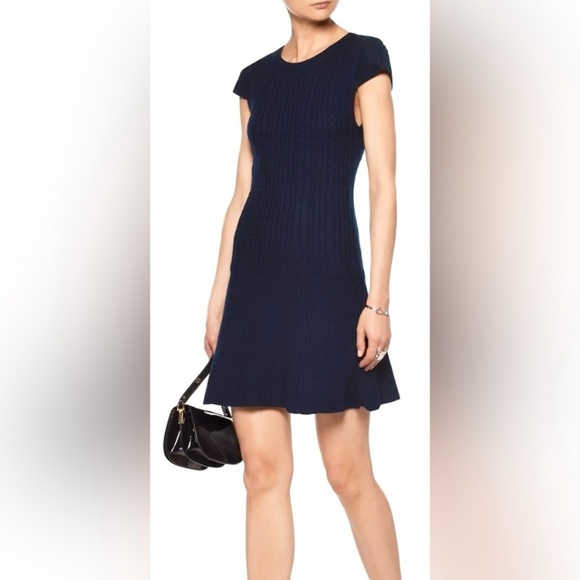 Alice + Olivia Dresses & Skirts - Alice + Olivia Blue Mini Cable Knit Wool Sweater Dress